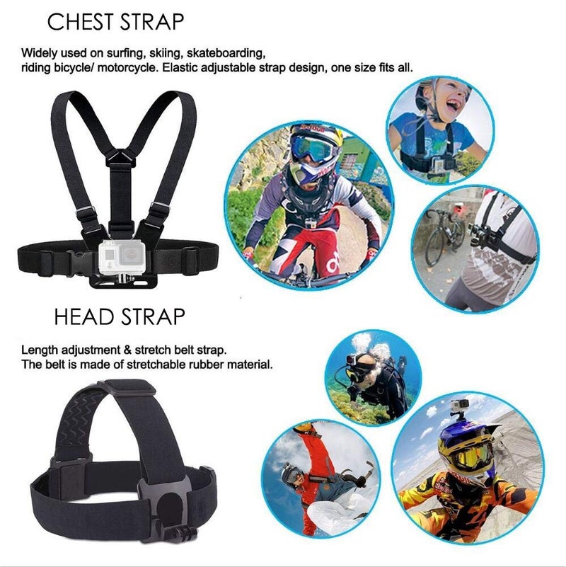 VVHOOY Action Camera Accessories Head Strap Mount Chest Harness Compatible with AKASO EK7000 Brave 4 Brave 7 LE V50X Native/GoPro HERO 13 12 11 10 9 8 7 6 5/VEMONT/Dragon Touch/ODDV/HLS/Apexcam/REMALI - Image 5